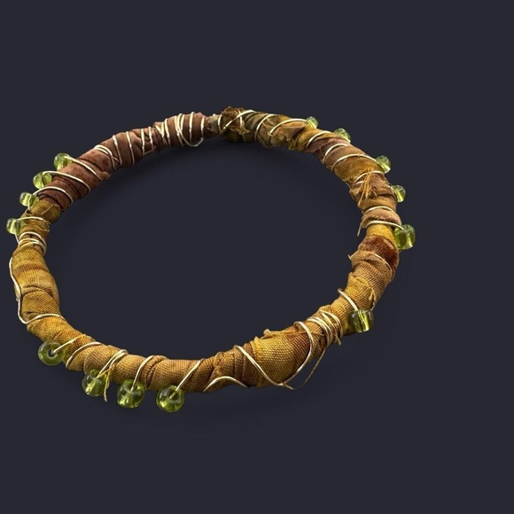 Fabric Wire Wrapped Bead Bangle
